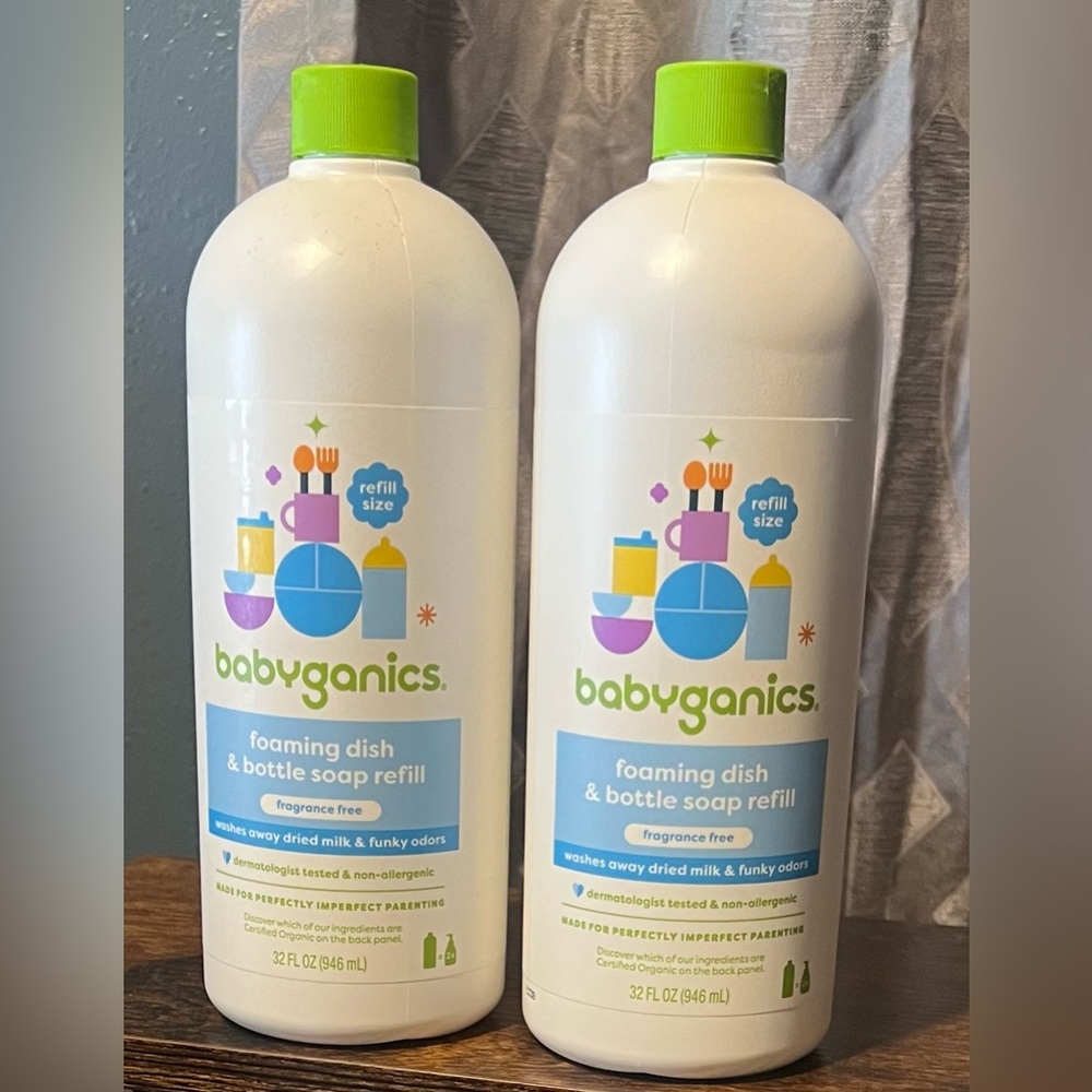 Babyganics Fragrance Free Foaming Dish & Bottle Baby Soap Refills X’s 2 Bottles